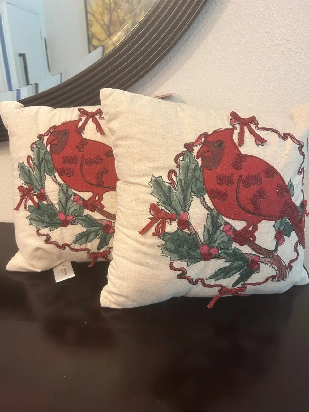 NWT St. Nicholas Square® Faux Linen Cardinal Decorative Throw Pillow